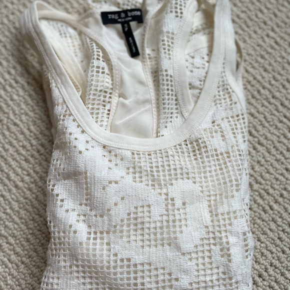 Rag & Bone Stella Floral Knit Laser Cut Racer Back Tank Too. Size Small - Picture 1 of 3